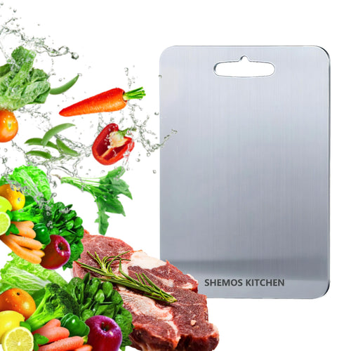 Stainless Steel Cutting Board, Titanium Chopping Boards for Kitchen, SUS 304 Large Chopper for Meat, Dishwasher Safe, with Handle & Scale, Easy Clean